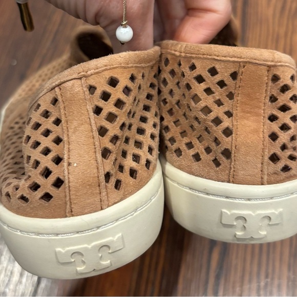 Tory Burch Tan Perforated Slip-On Loafers - Picture 3 of 7